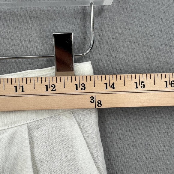 ENZA COSTA Tapered Pleated Pant Womens 25 White Linen Trouser Undyed High Waist - Picture 13 of 16